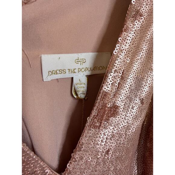 Dress The Population Pink Sequin Formal Maxi Dress Size LG NWT STUNNING - Picture 5 of 7